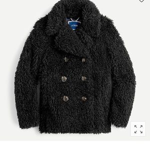JCrew Faux-fur double-breasted peacoat